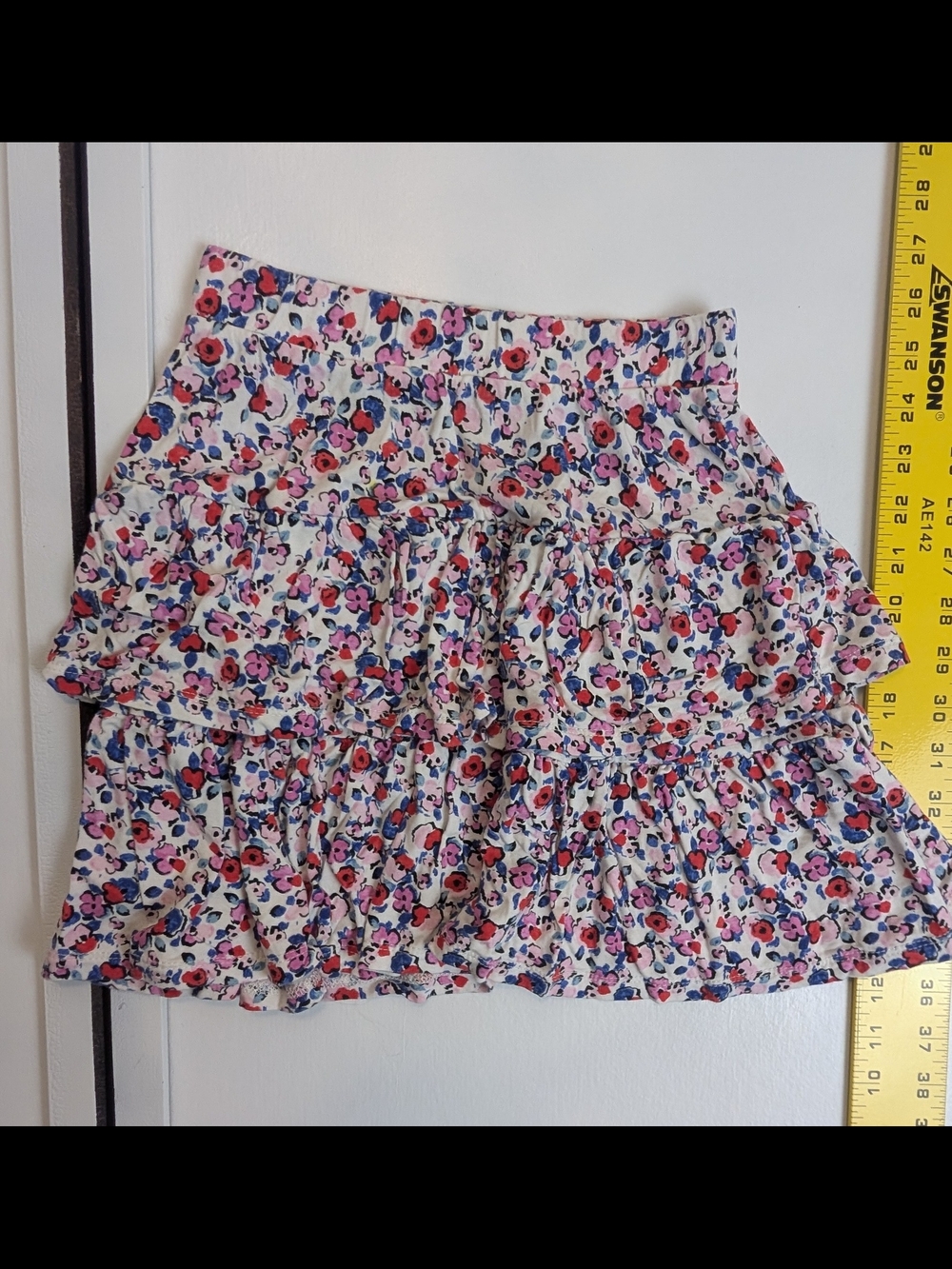 Girls Floral Tiered Ruffle Skirt - Pink Multi